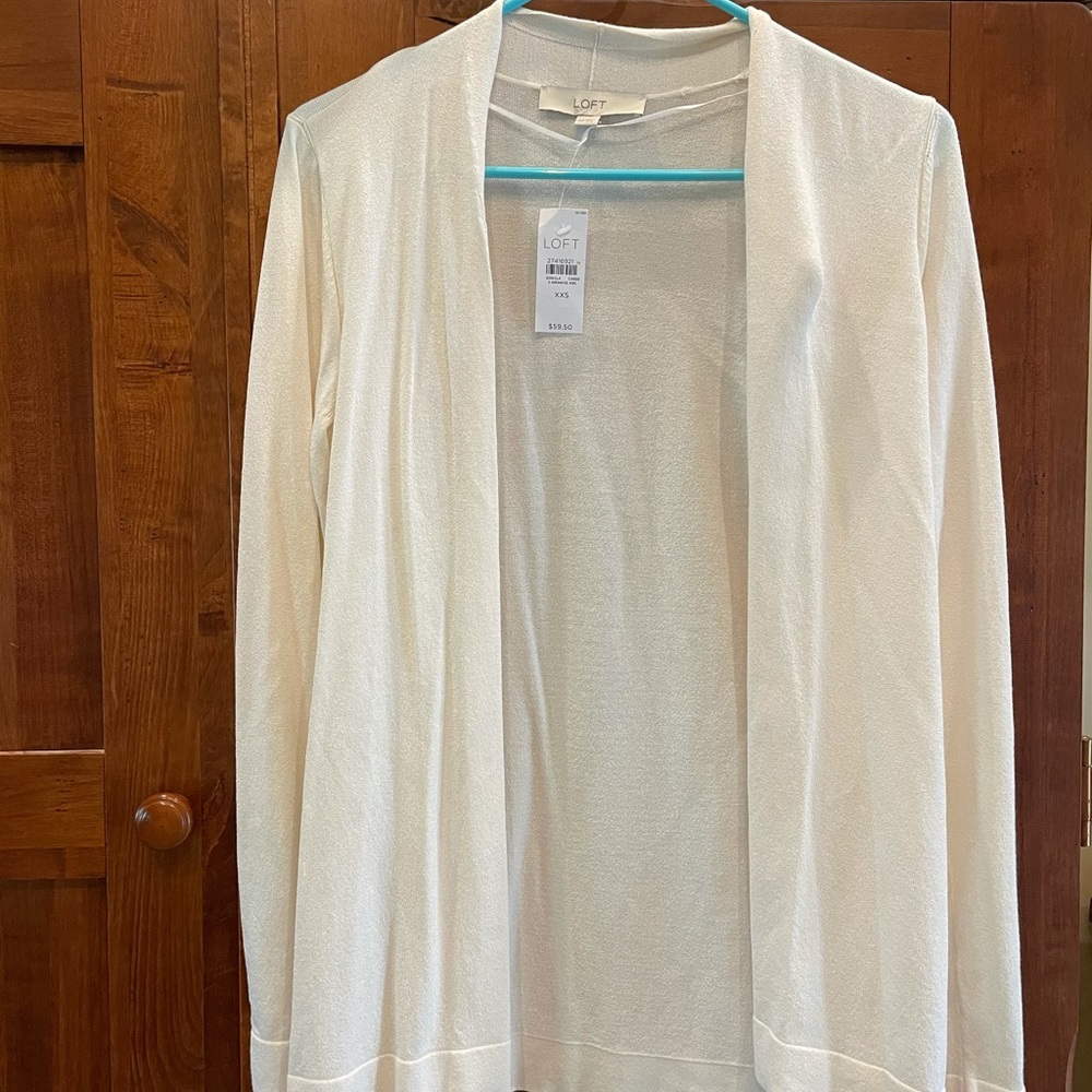Ann Taylor Loft Soft Cream / Ivory Open Cardigan